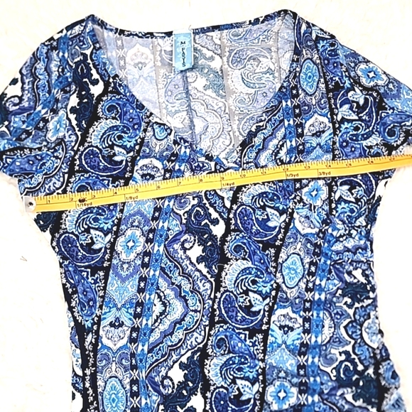 M. Fasis Bodycon Paisley Blue Dress. M - Picture 7 of 12